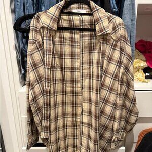 TALULAH Cream and Brown Button Down Shirt